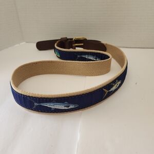 Lets Go Fishing MENS fish Belt Size 38 Braas Buckle No Brand Name 4 Types Fish